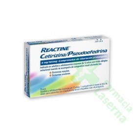 REACTINE CETIRIZINA/PSEUDOEFEDRINA 5MG/120MG COMPRIMIDOS DE LIBERACION PROLONGADA , 14 COMPRIMIDOS